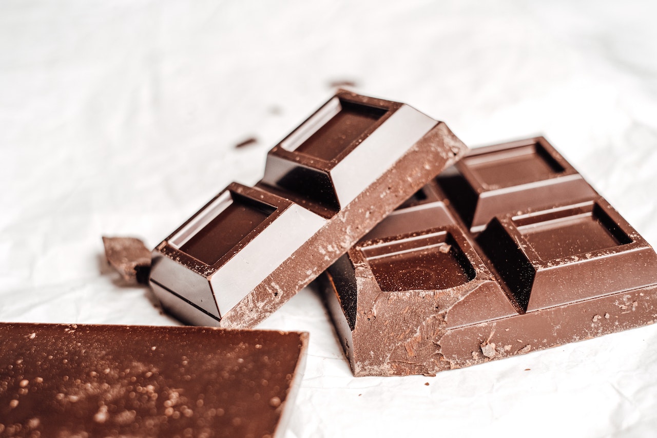 Chocolate bars on a white background