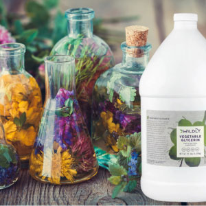 Glycerin container with flowers