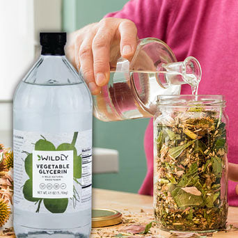 Pouring glycerin into container