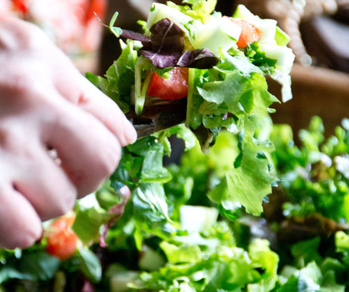 Salad with cold-pressed extra virgin olive oil