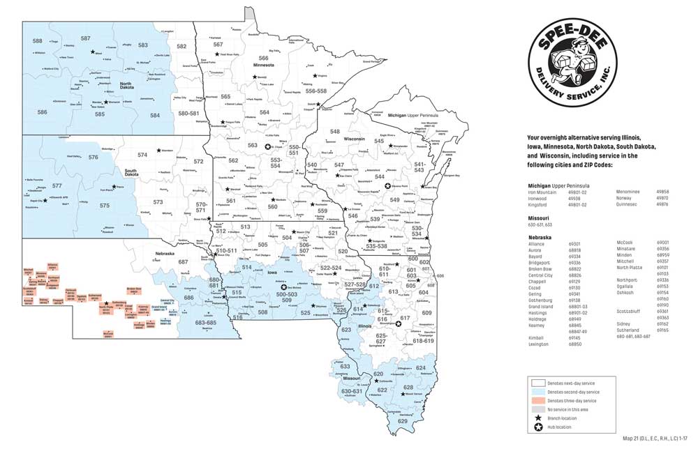 Spee Dee Delivery Service Area Map